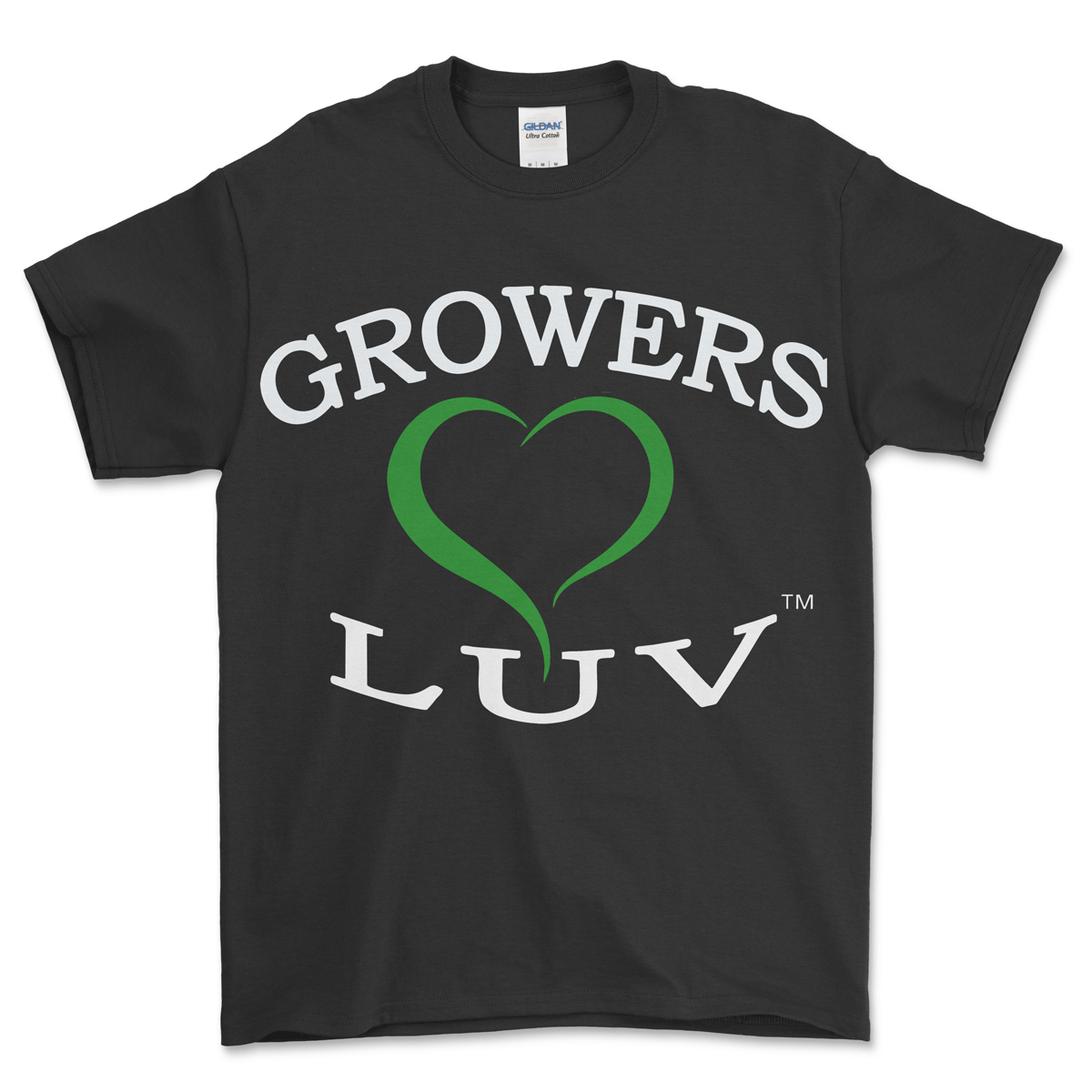 Growers Luv T-Shirt Black with Green Heart