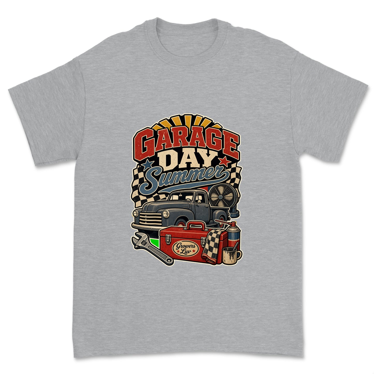 Garage Day Summer Men's Gildan Graphic Tee in Sport Grey Heather