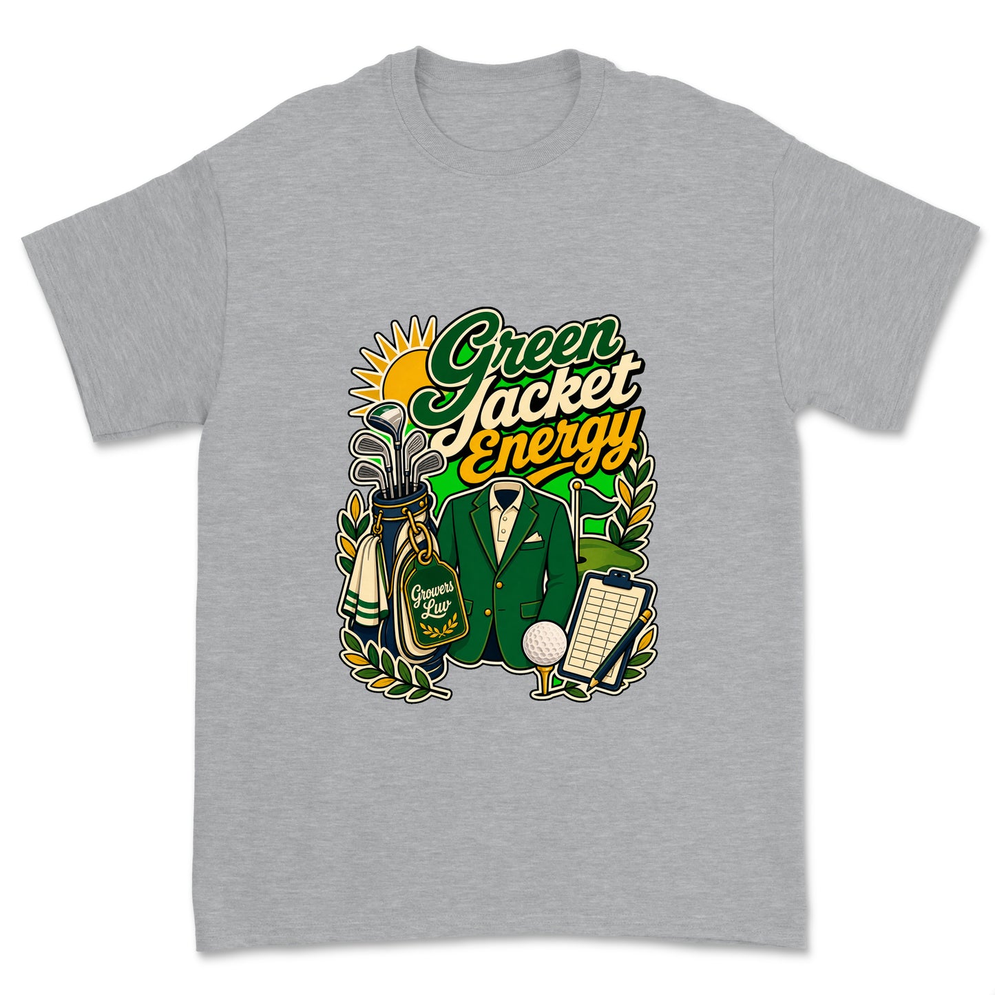 Green Jacket Energy Men's Gildan Graphic Tee in Sport Grey Heather