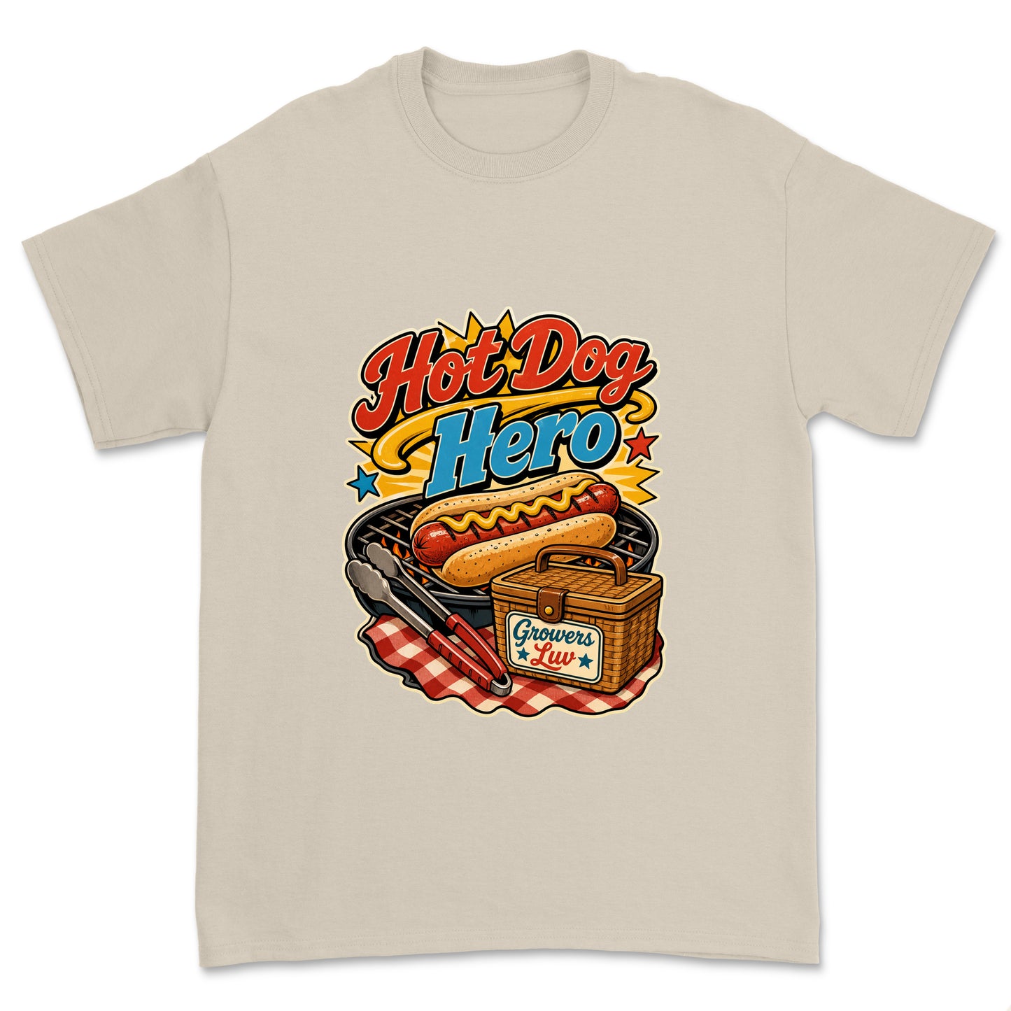Hot Dog Hero Men's Gildan Graphic Tee in Sand