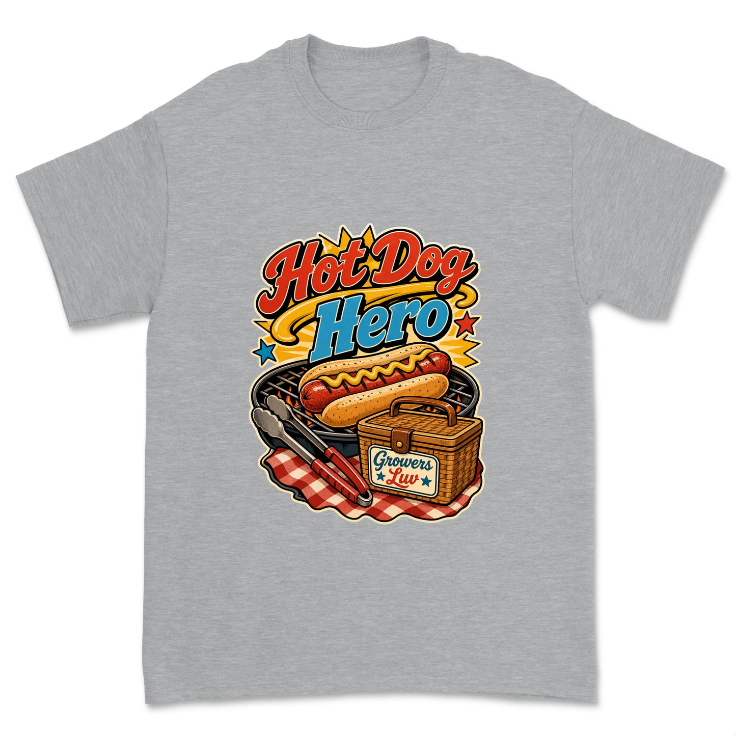 Hot Dog Hero Men's Gildan Graphic Tee in Sport Grey Heather