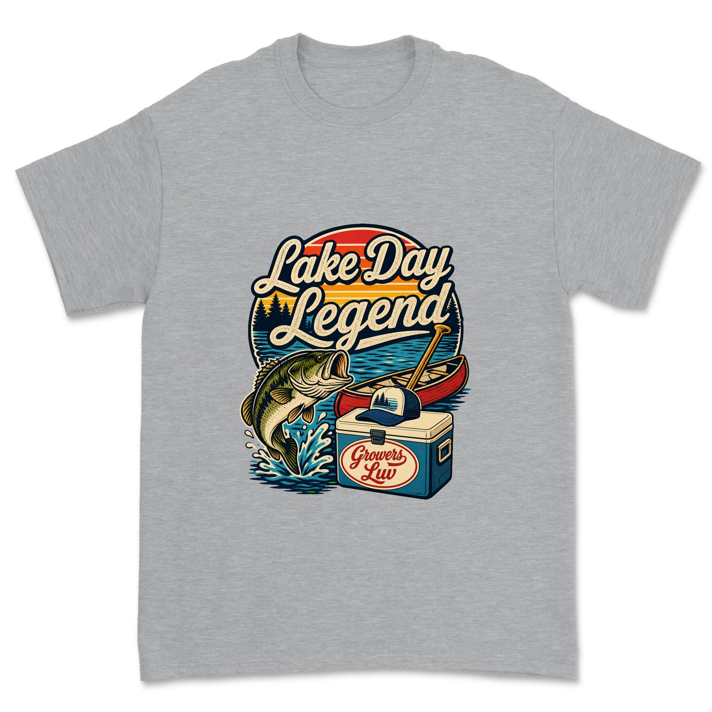 Lake Day Legend Men's Gildan Graphic Tee in Sport Grey Heather