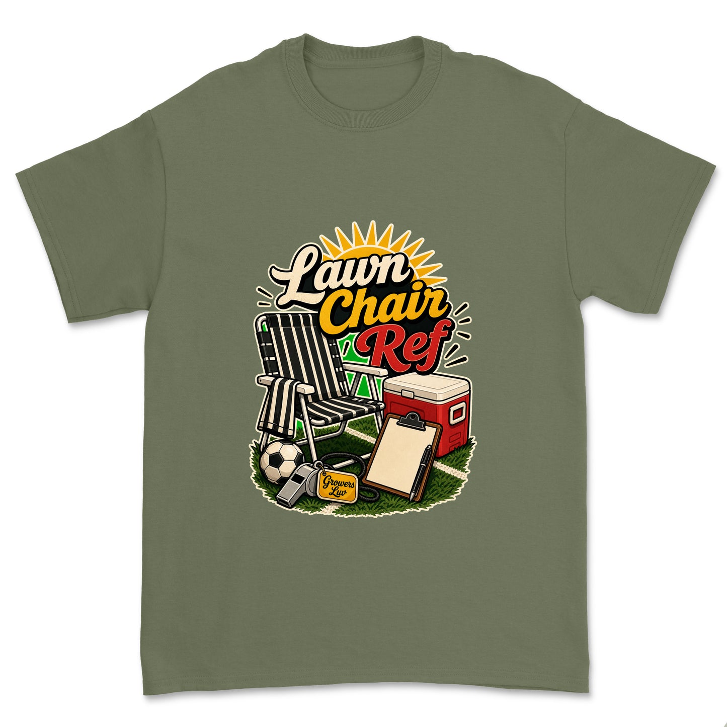 Lawn Chair Ref Men's Gildan Graphic Tee in Military Green