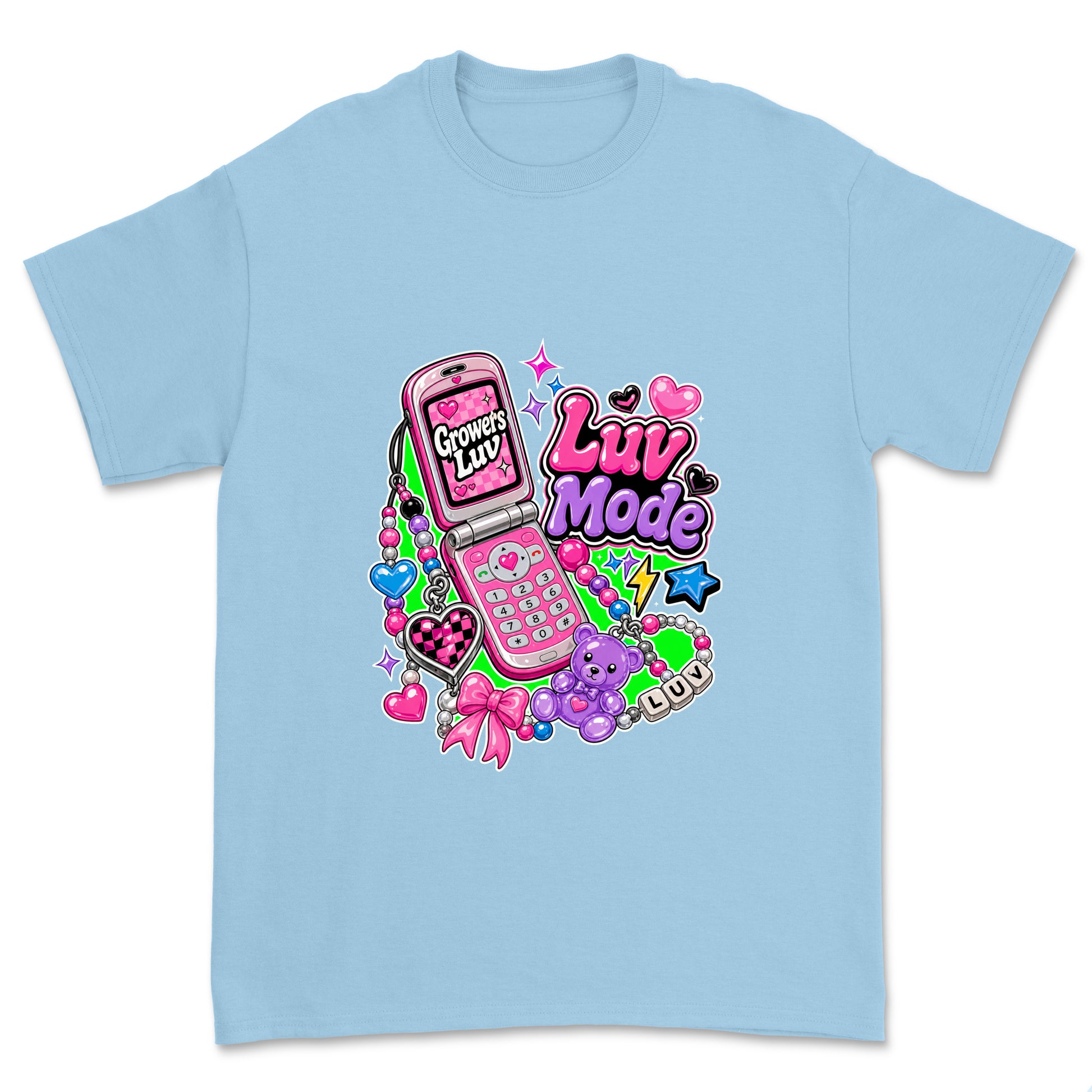 Luv Mode Phone Youth Graphic Tee in Light Blue