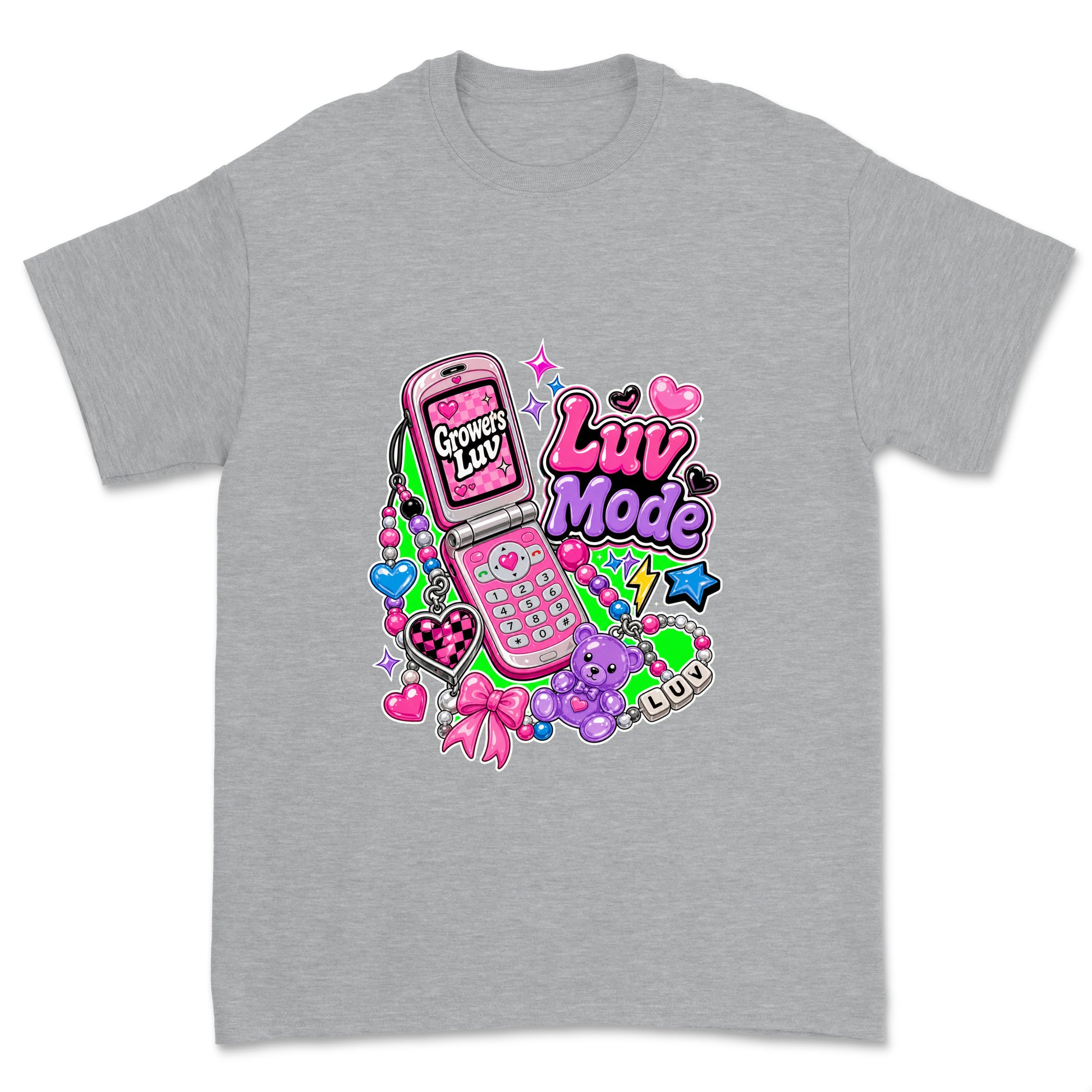 Luv Mode Phone Youth Graphic Tee in Sport Grey Heather