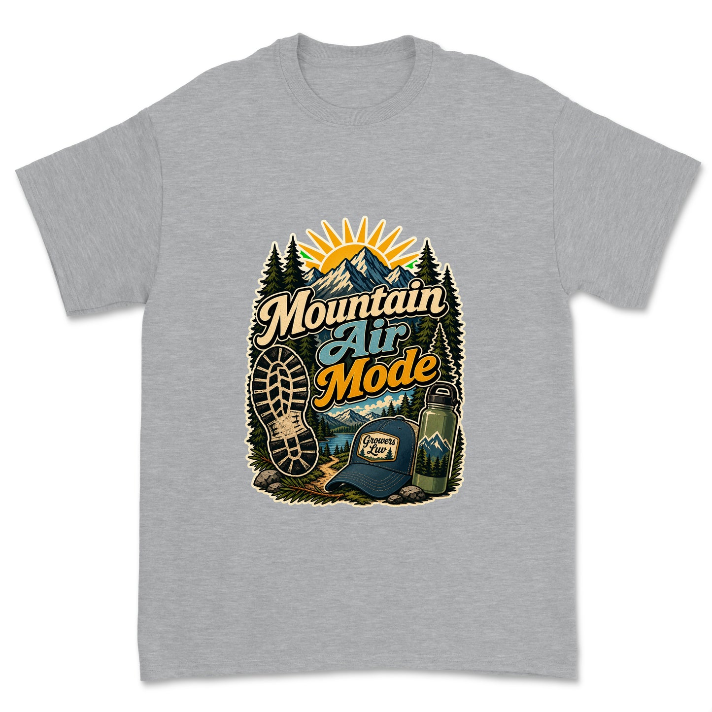 Mountain Air Mode Men's Gildan Graphic Tee in Sport Grey Heather