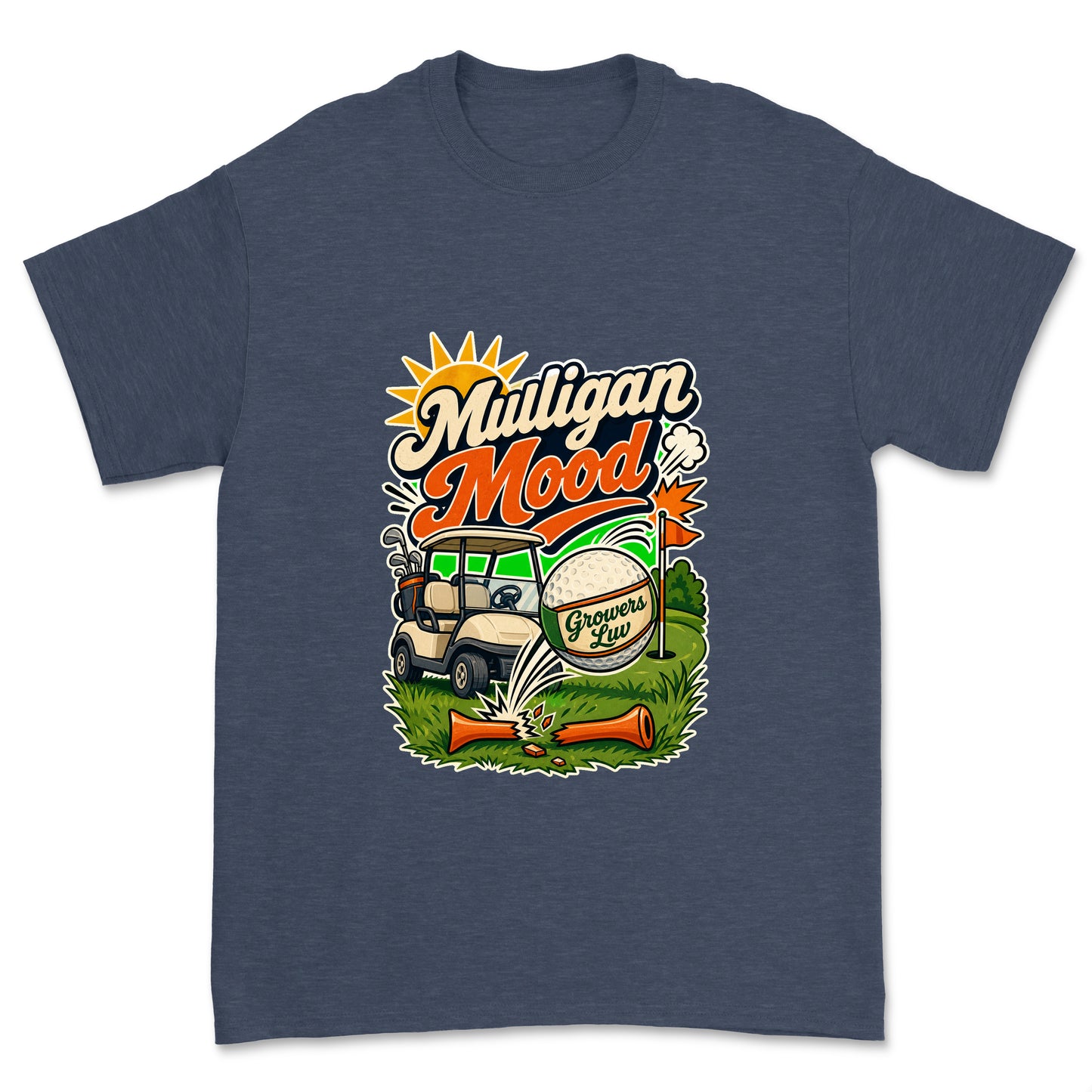 Mulligan Mood Men's Gildan Graphic Tee in Heather Navy