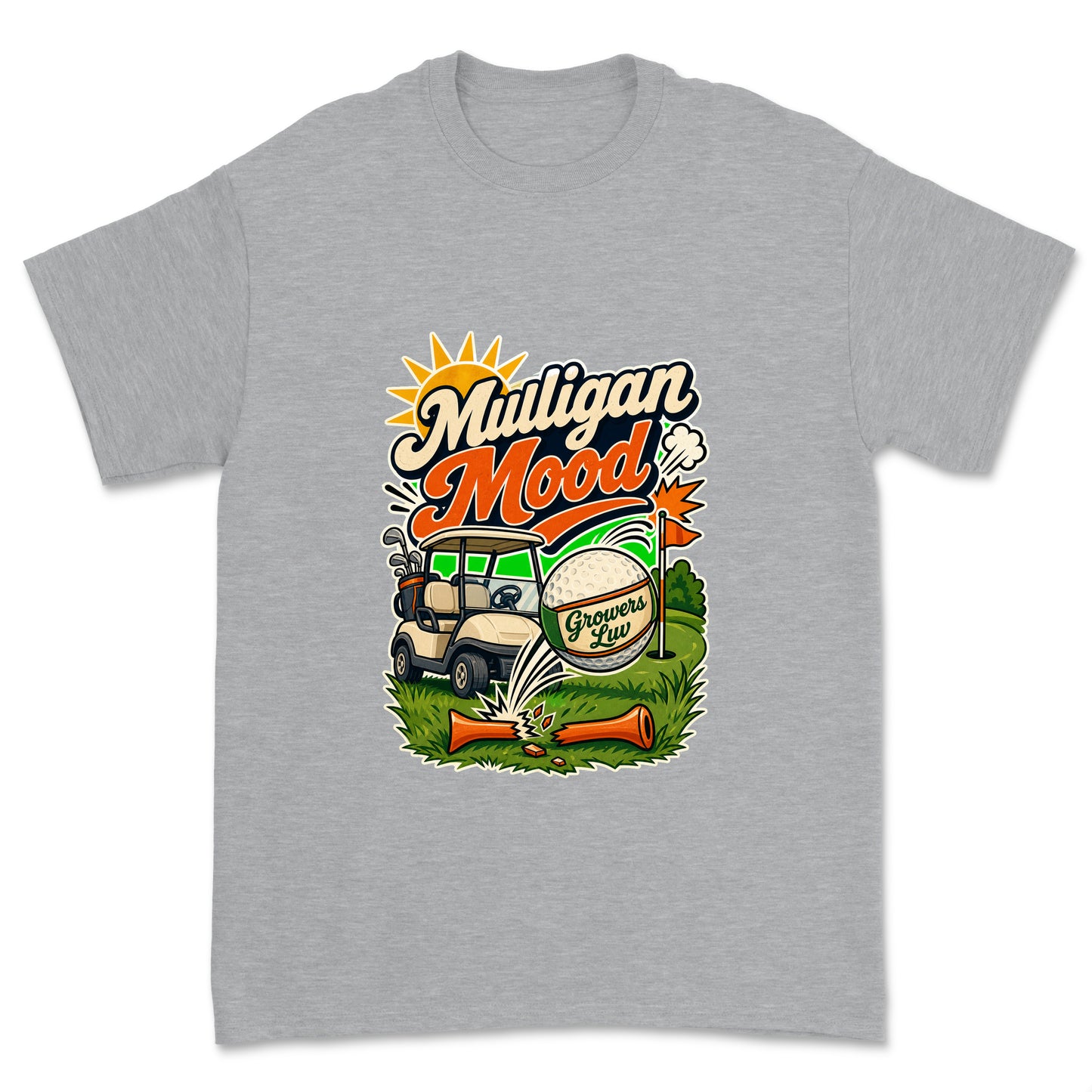 Mulligan Mood Men's Gildan Graphic Tee in Sport Grey Heather