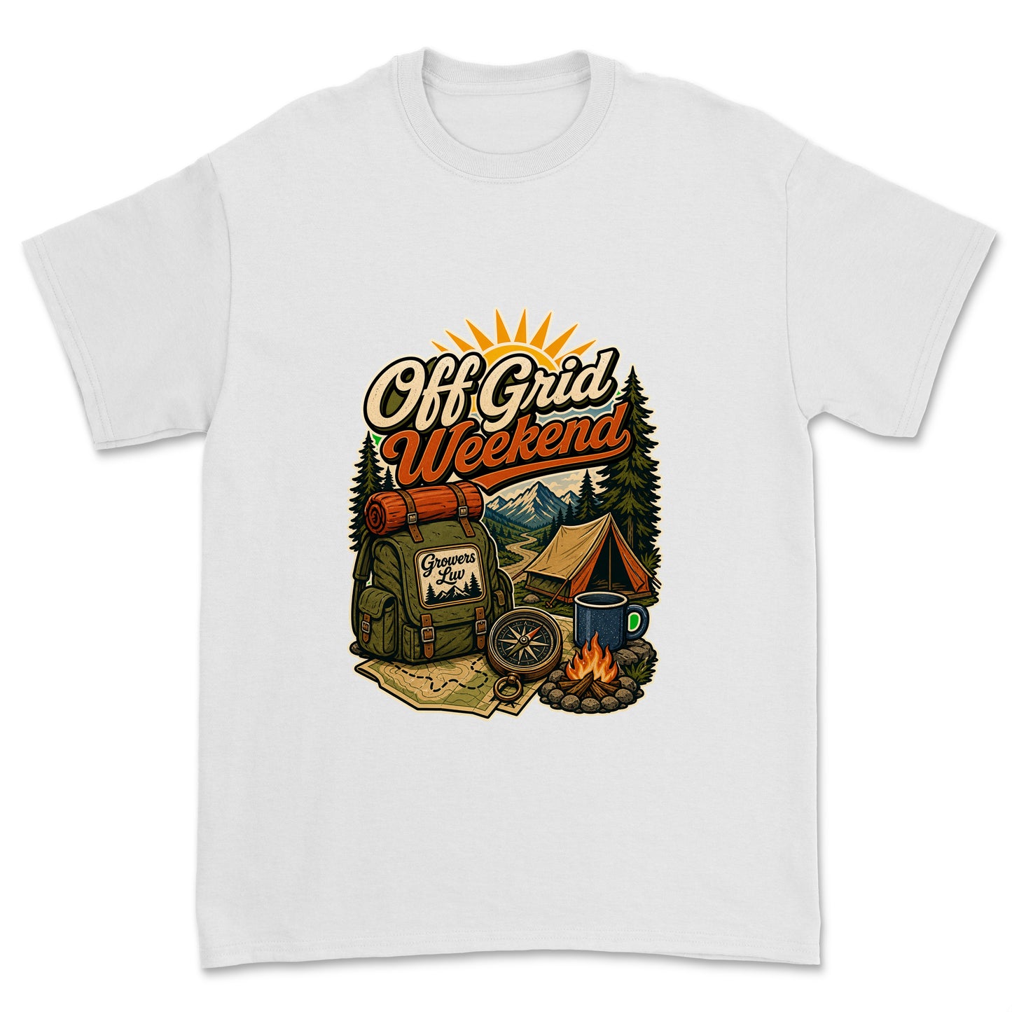 Off Grid Weekend Men's Gildan Graphic Tee in White