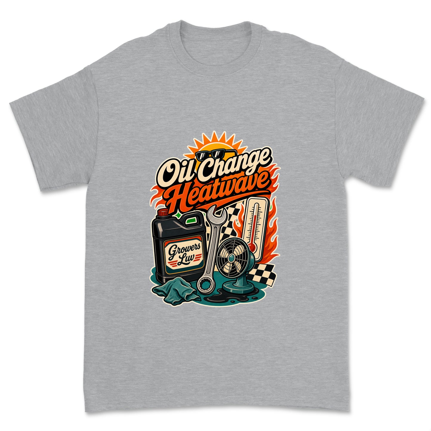 Oil Change Heatwave Men's Gildan Graphic Tee in Sport Grey Heather