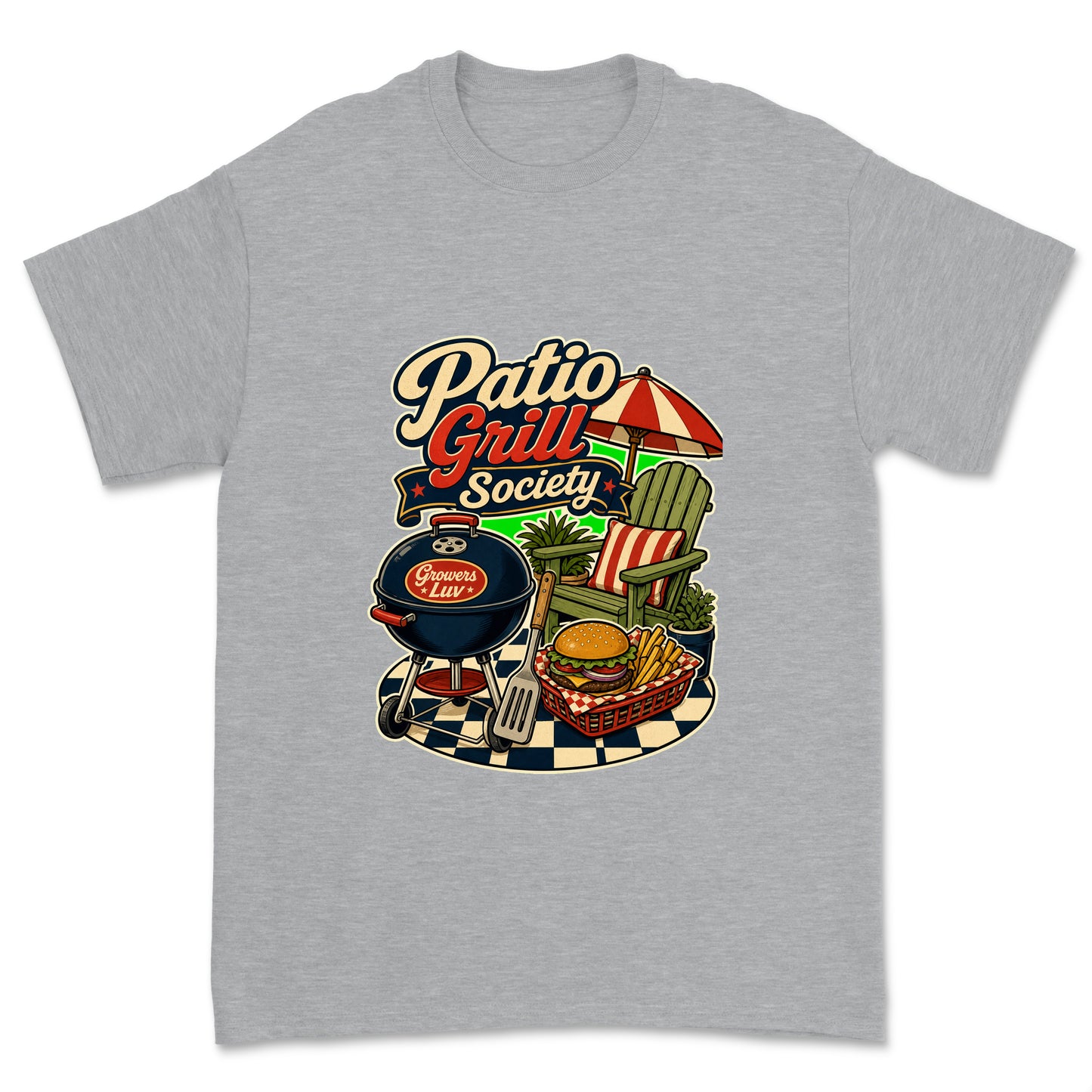 Patio Grill Society Men's Gildan Graphic Tee in Sport Grey Heather