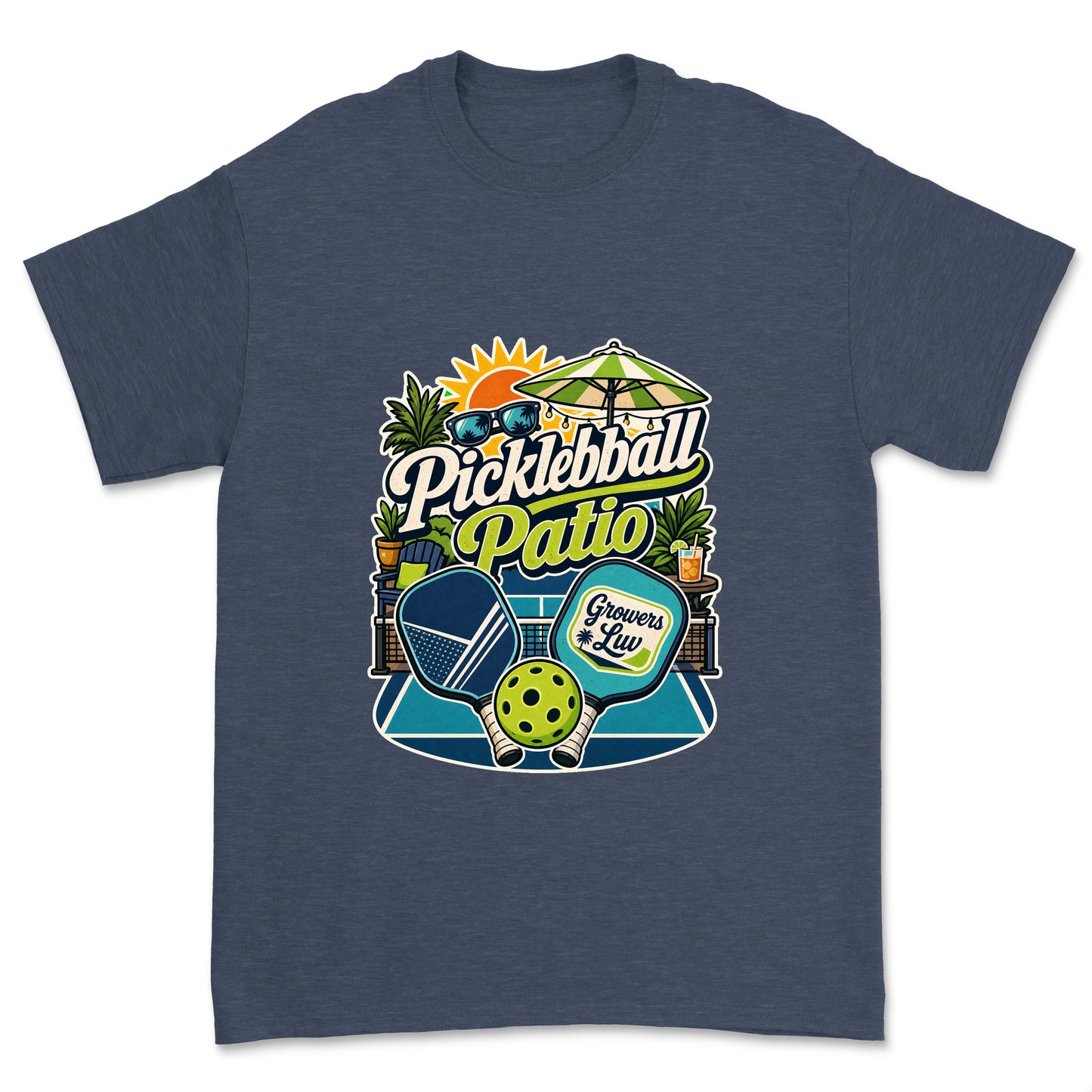 Pickleball Patio Men's Gildan Graphic Tee in Heather Navy