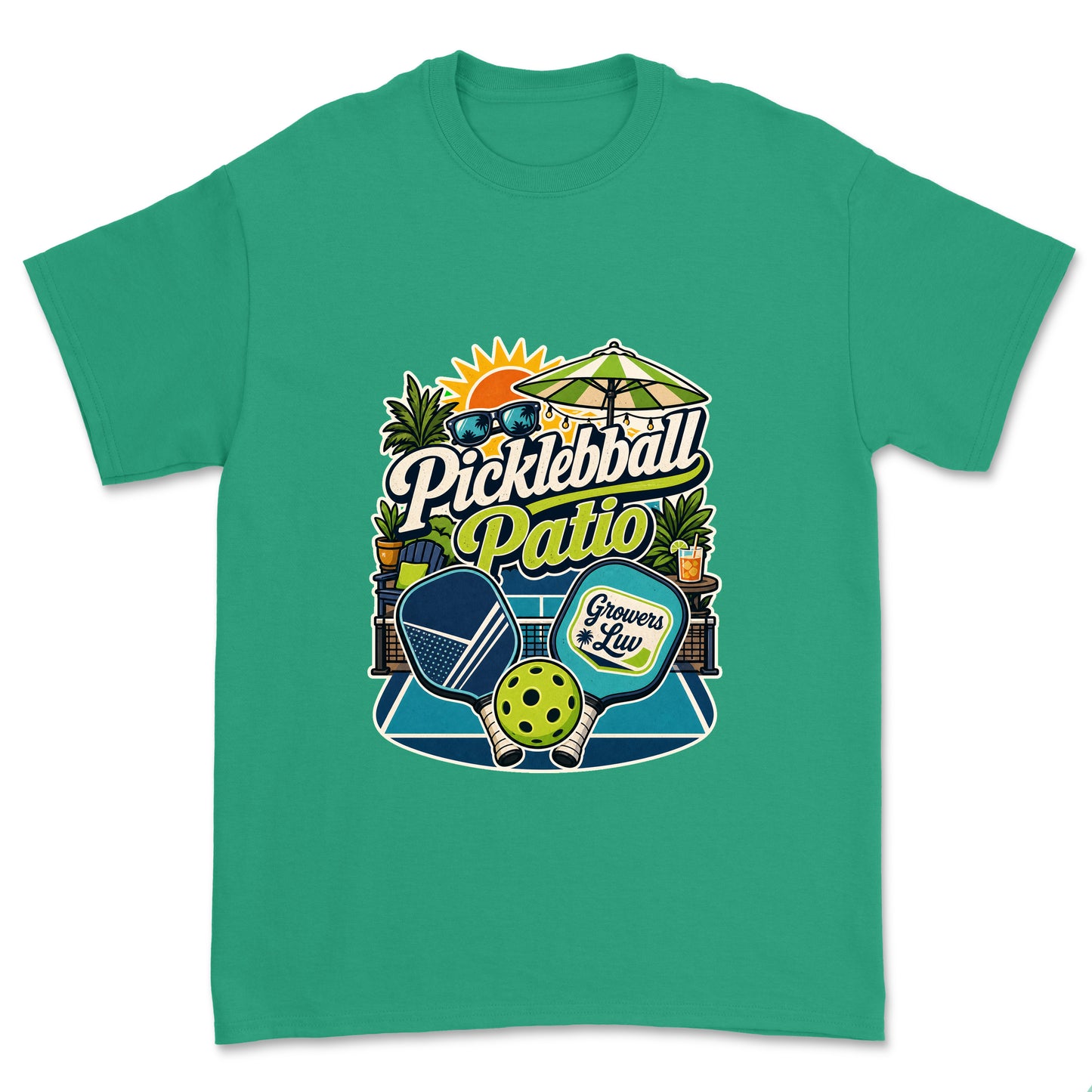 Pickleball Patio Men's Gildan Graphic Tee in Kelly Green