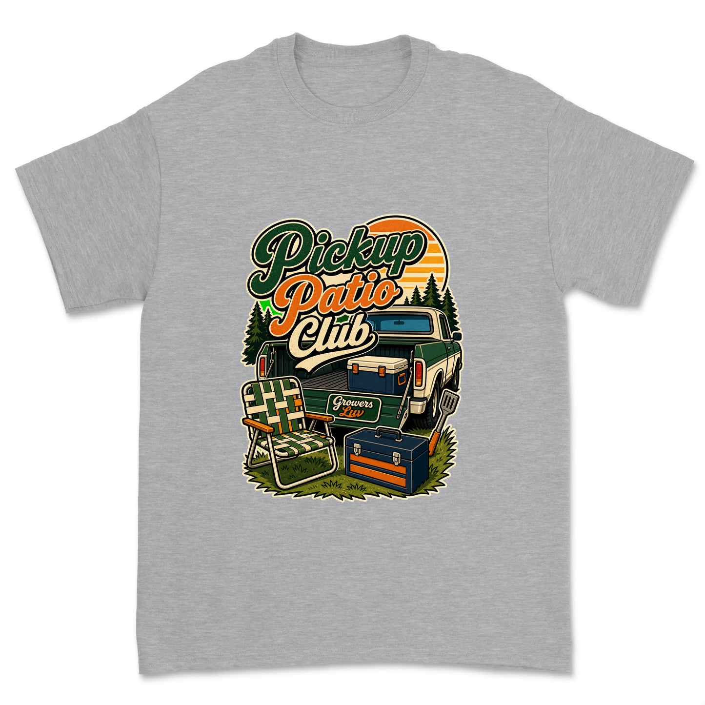 Pickup Patio Club Men's Gildan Graphic Tee in Sport Grey Heather