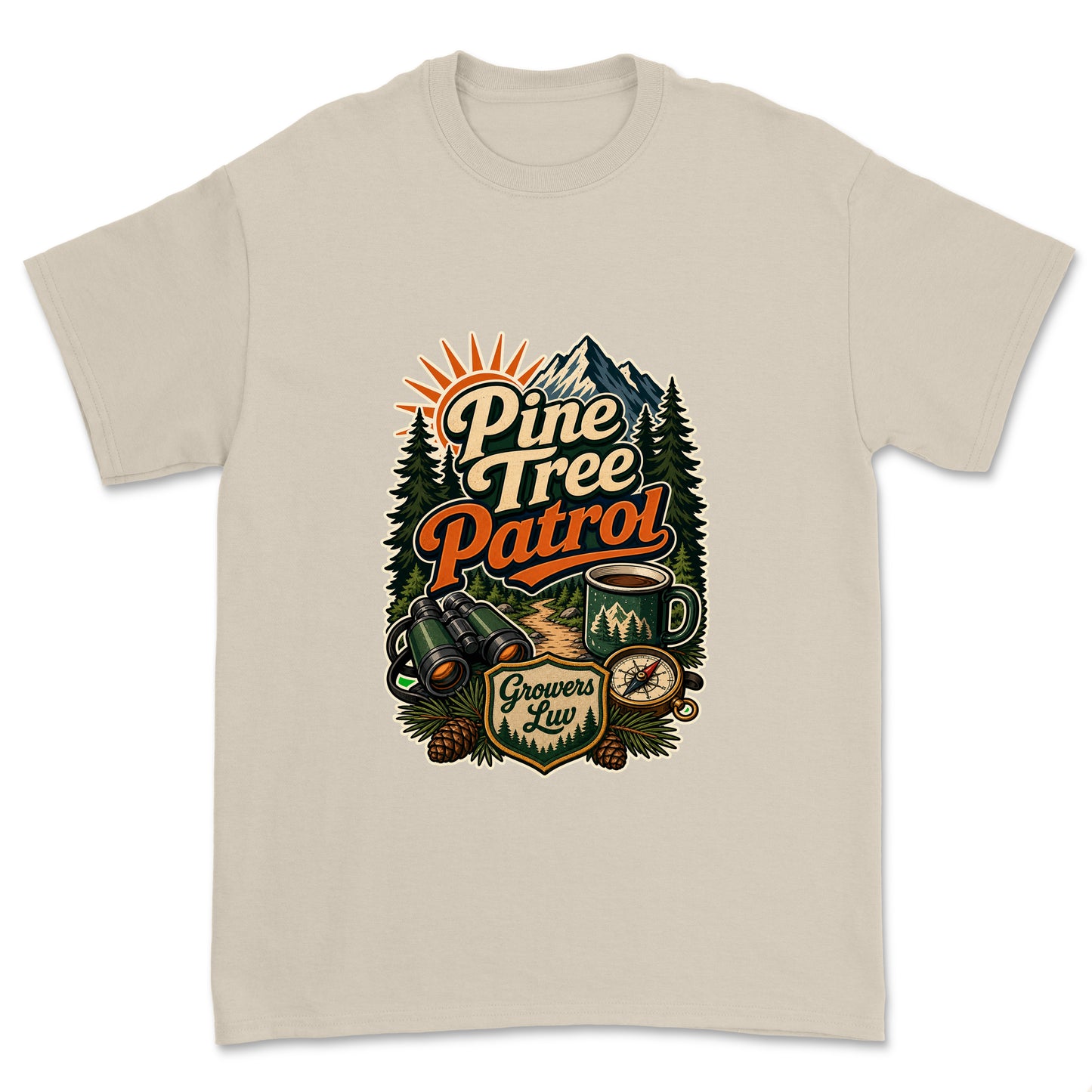 Pine Tree Patrol Men's Gildan Graphic Tee in Sand
