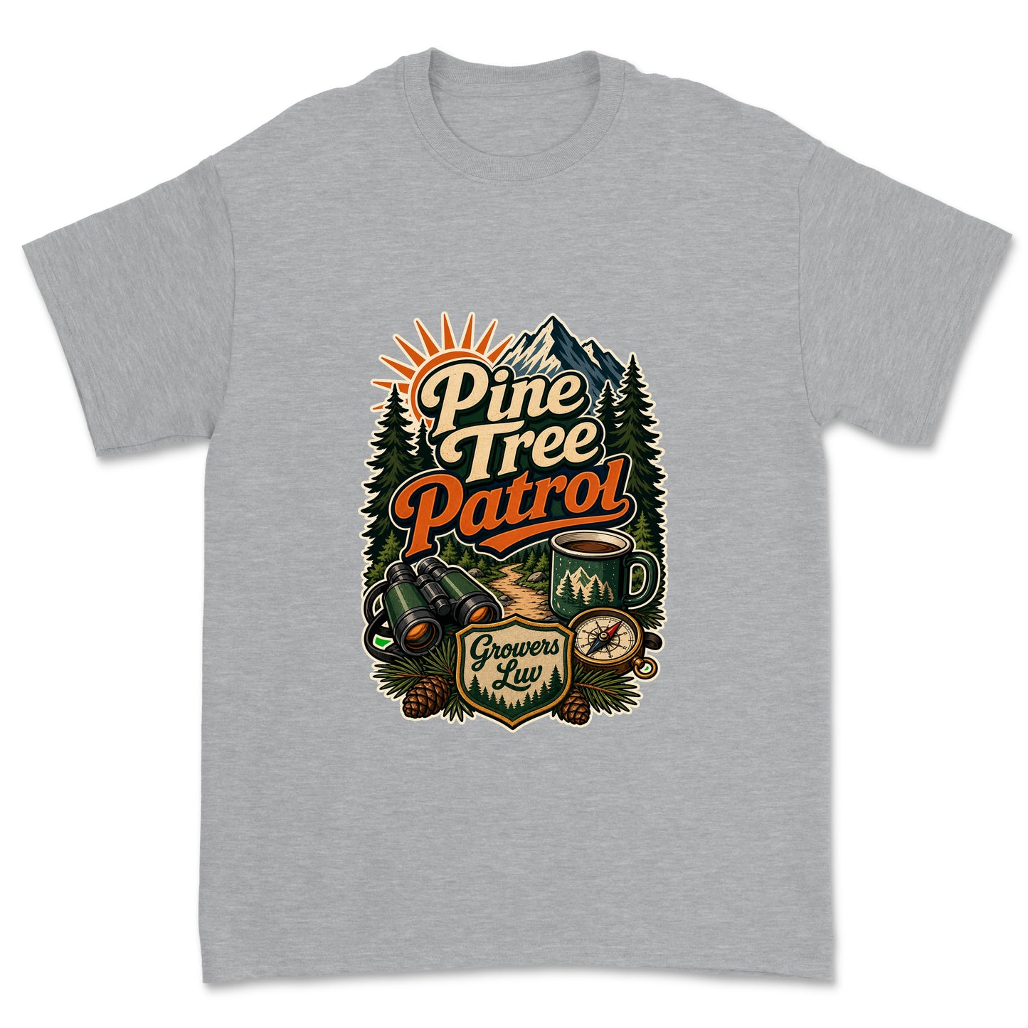 Pine Tree Patrol Men's Gildan Graphic Tee in Sport Grey Heather
