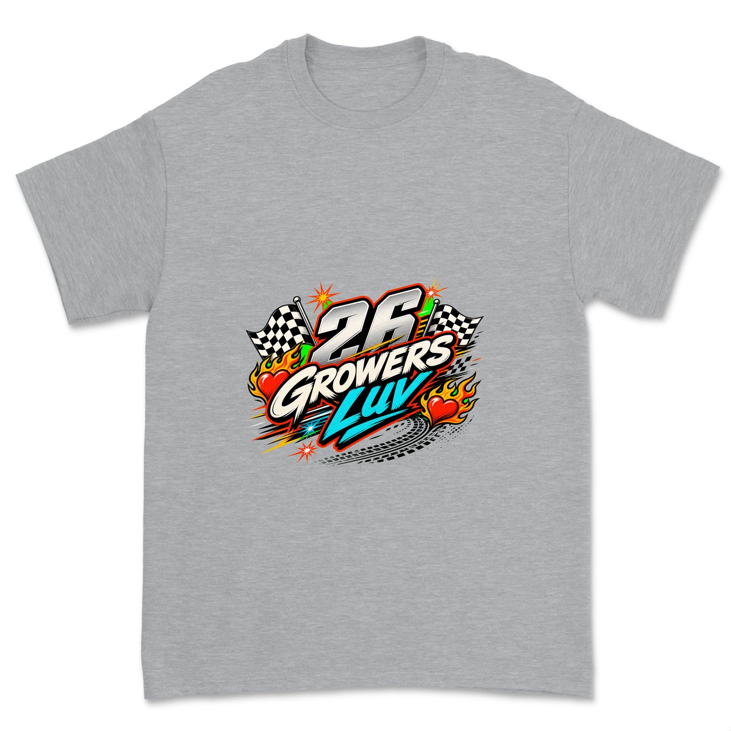 Racing Hearts Youth Graphic Tee in Sport Grey Heather