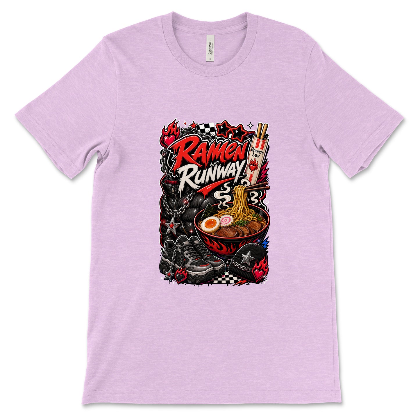 Ramen Runway Women's Bella Canvas Graphic Tee in Heather Prism Lilac