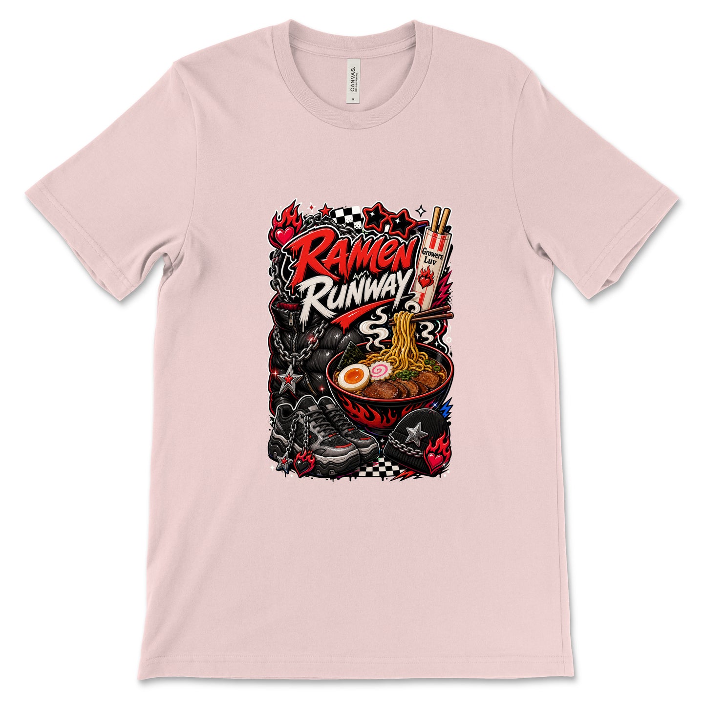 Ramen Runway Women's Bella Canvas Graphic Tee in Soft Pink