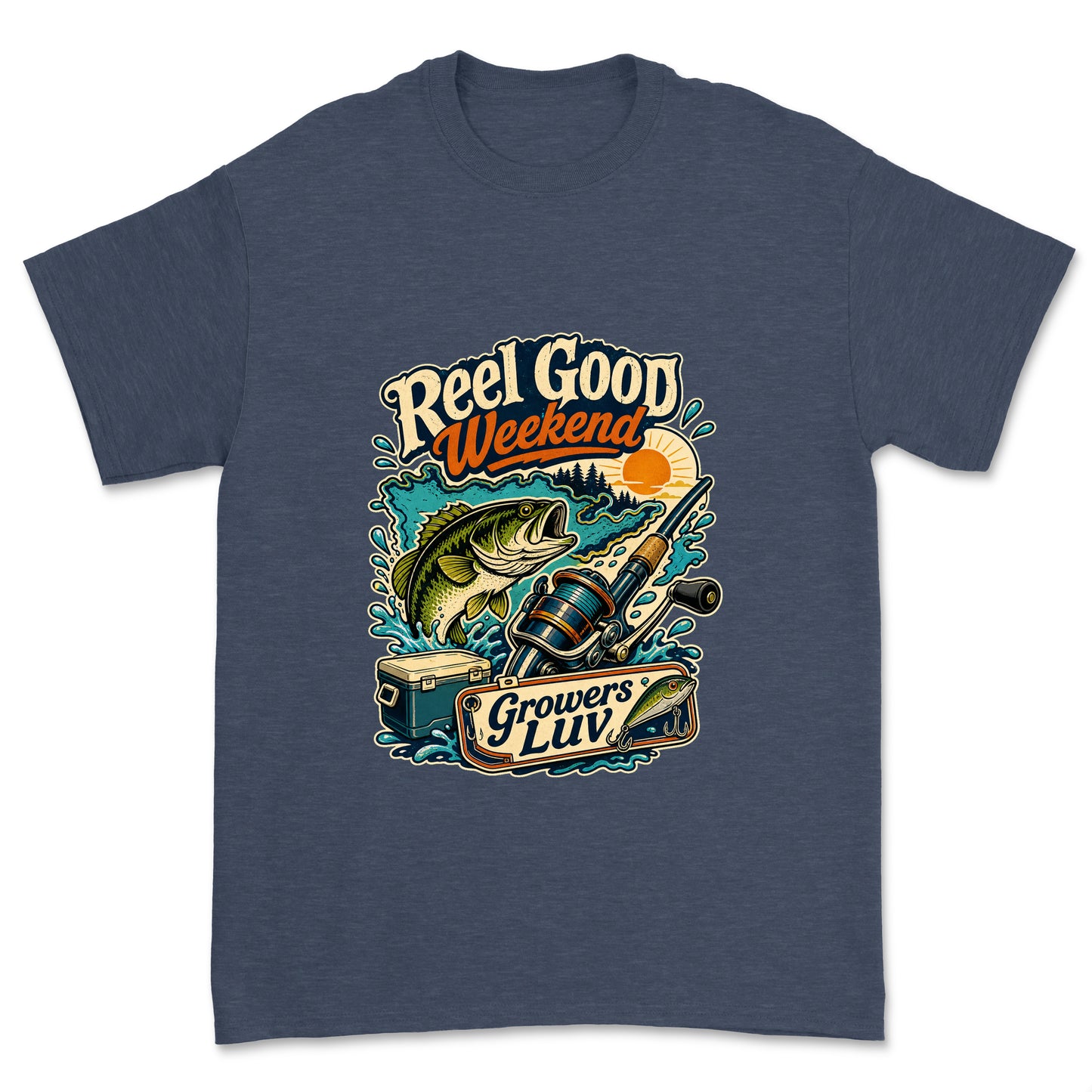 Reel Good Weekend Men's Gildan Graphic Tee in Heather Navy