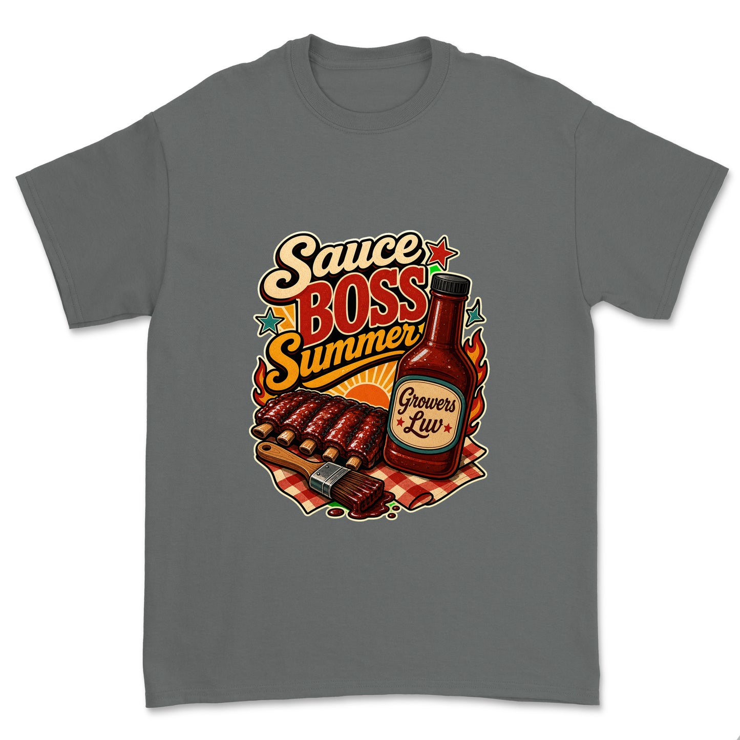 Sauce Boss Summer Men's Gildan Graphic Tee in Charcoal