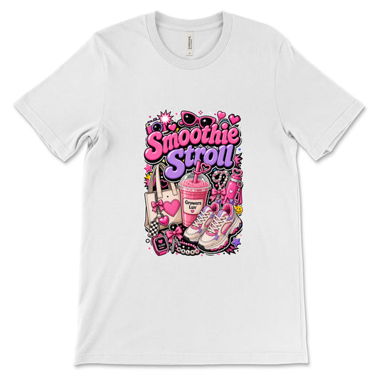 Smoothie Stroll Women's Bella Canvas Graphic Tee in White