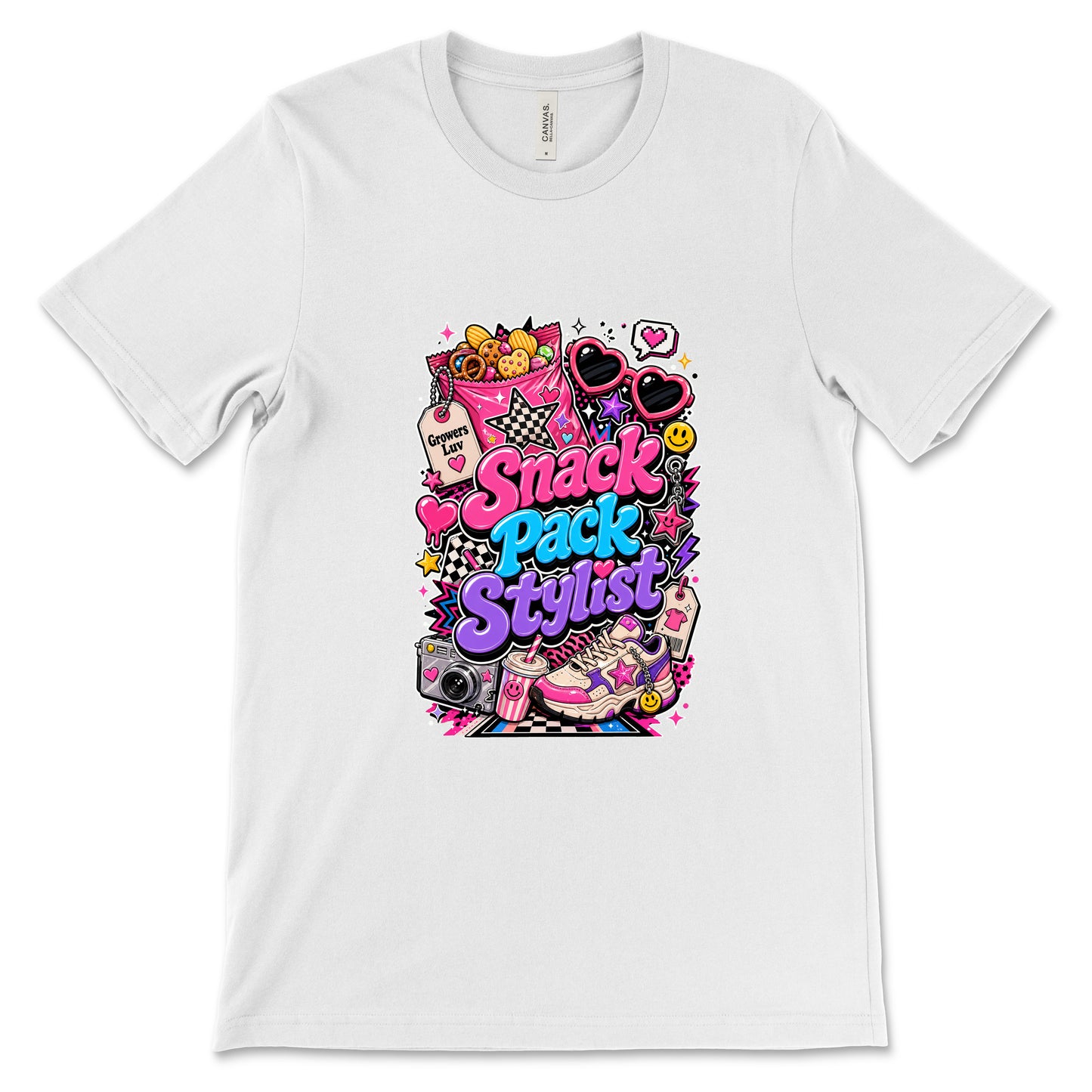 Snack Pack Stylist Women's Bella Canvas Graphic Tee in White