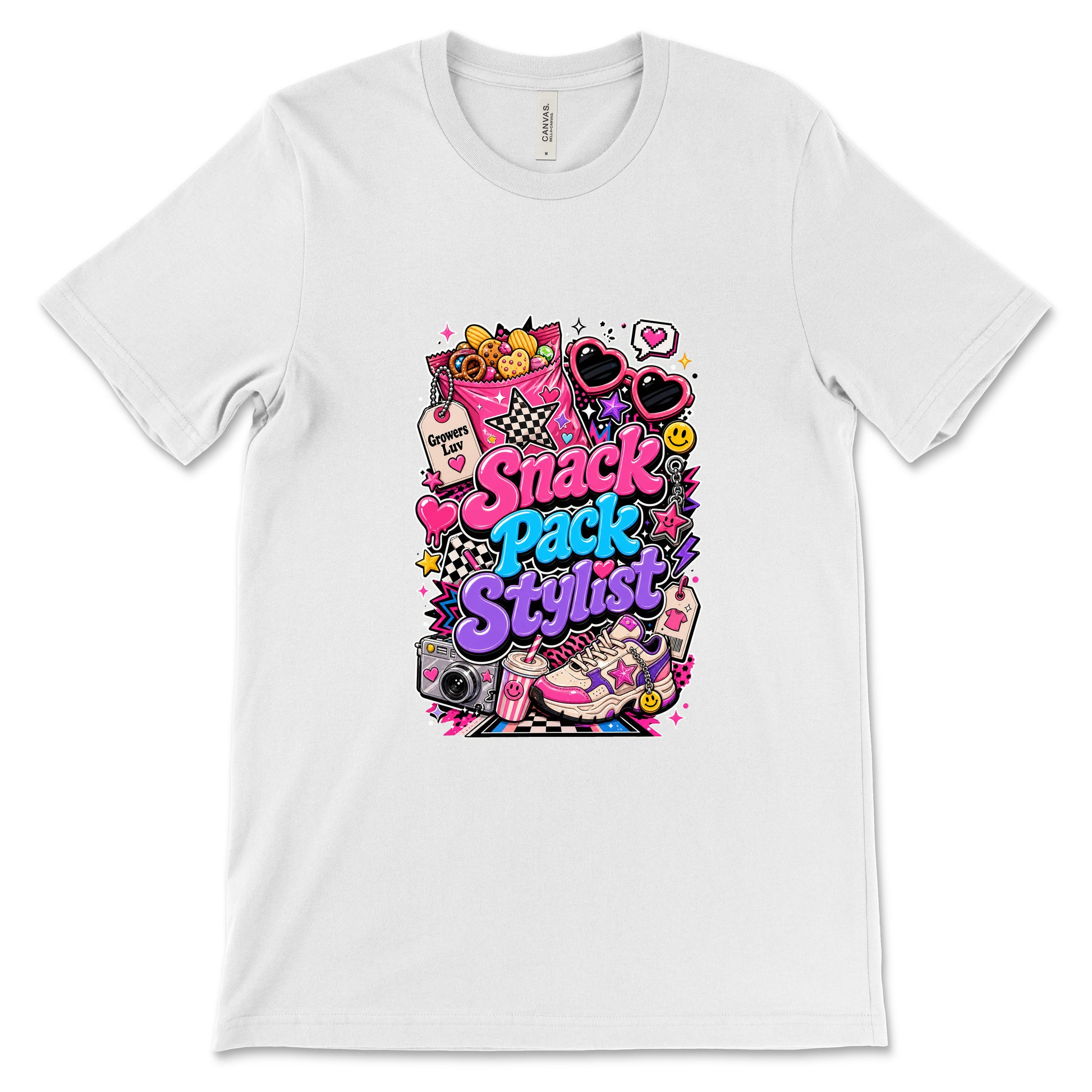 Snack Pack Stylist Women's Bella Canvas Graphic Tee in White
