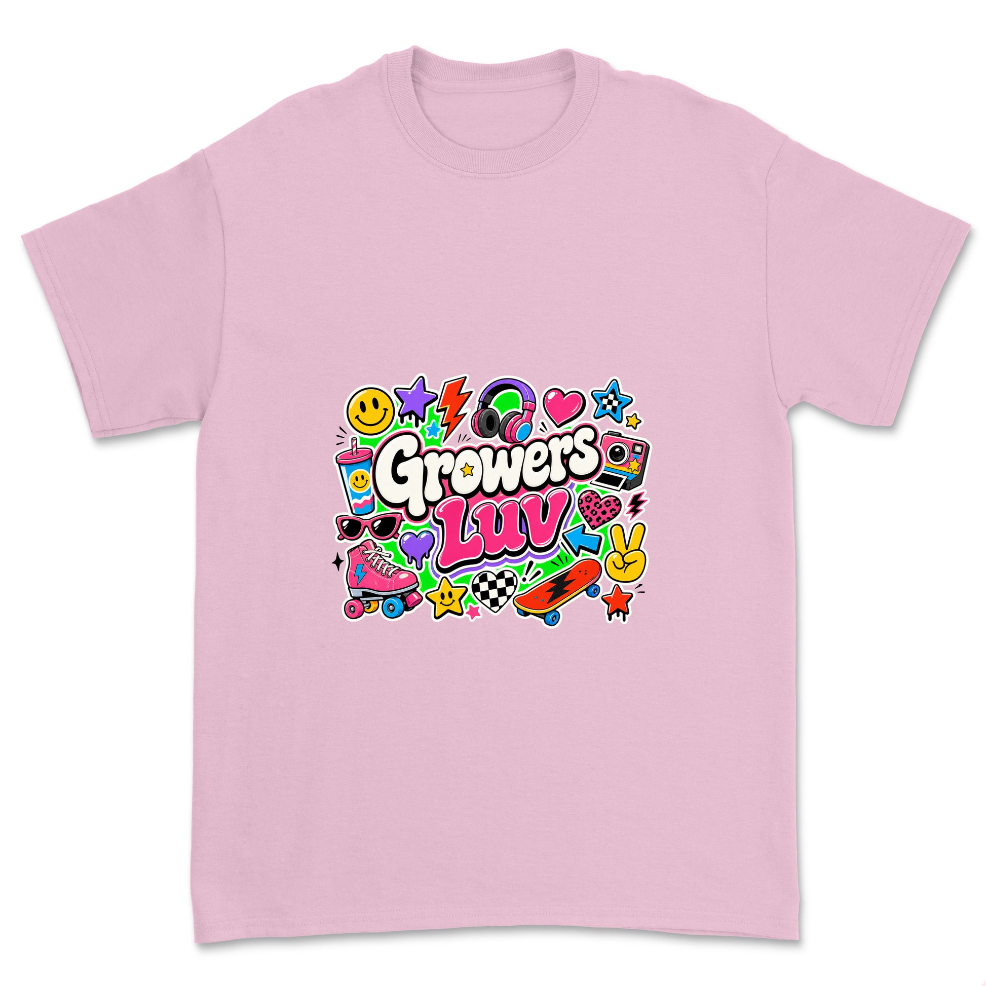 Stickerbomb Youth Graphic Tee in Light Pink