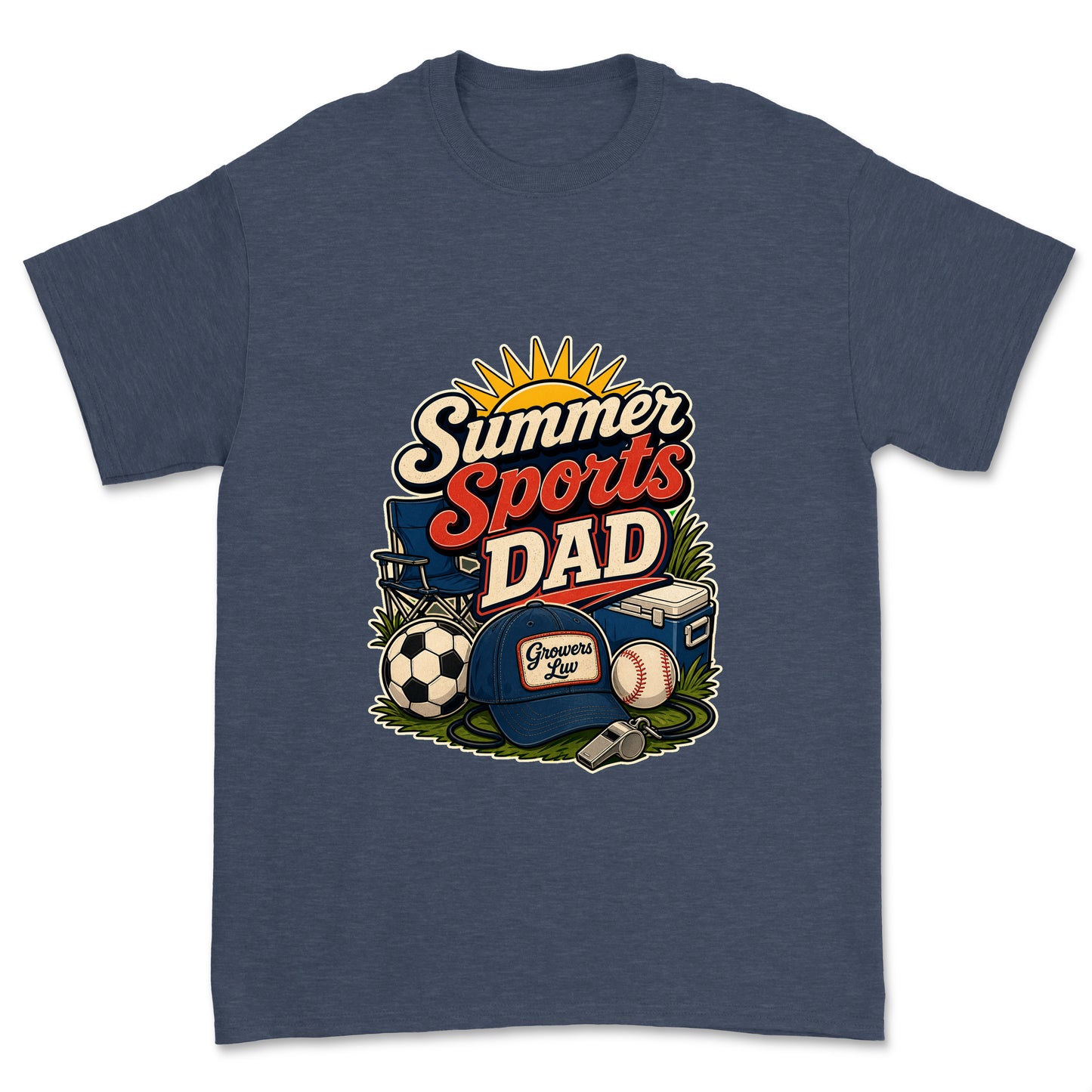 Summer Sports Dad Men's Gildan Graphic Tee in Heather Navy