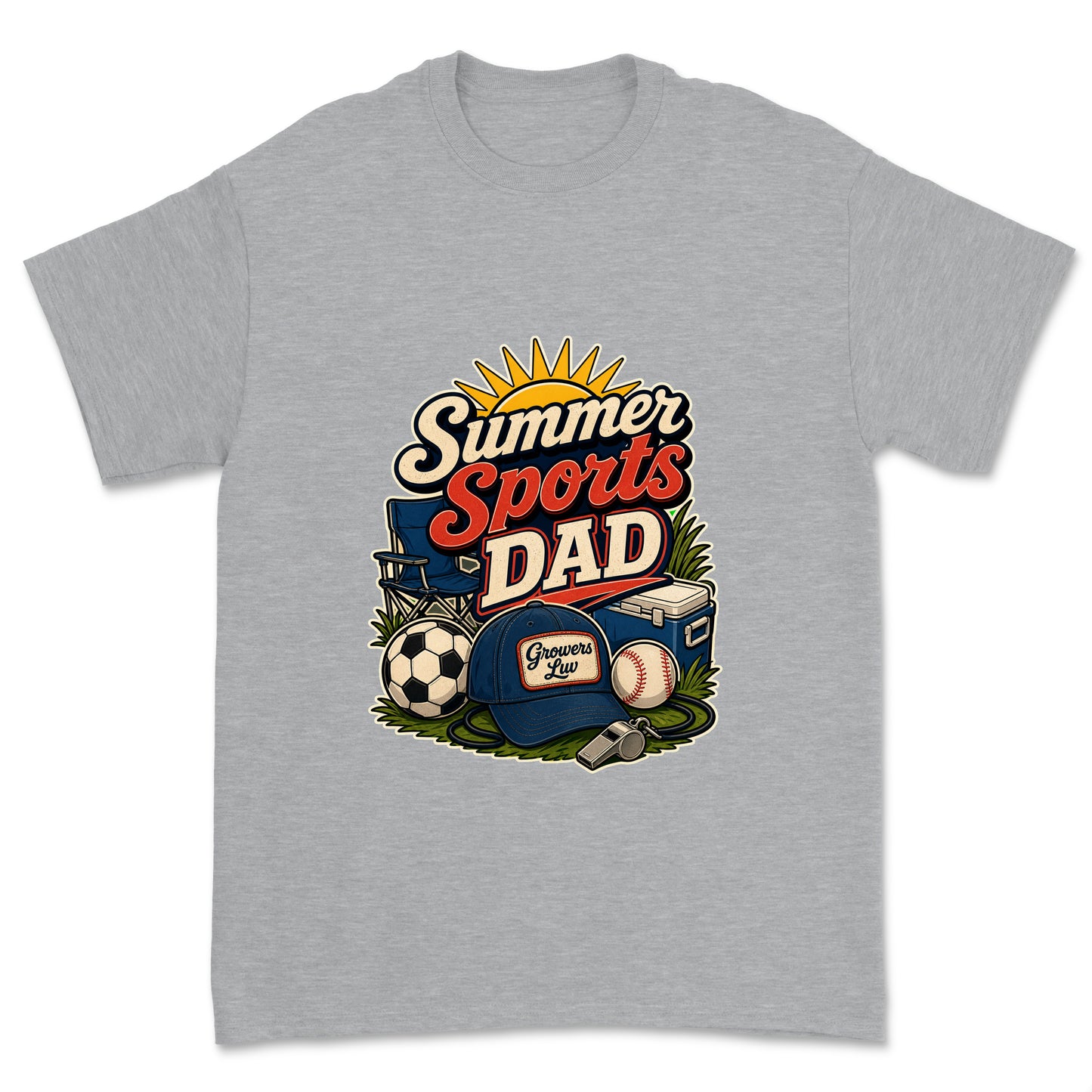 Summer Sports Dad Men's Gildan Graphic Tee in Sport Grey Heather