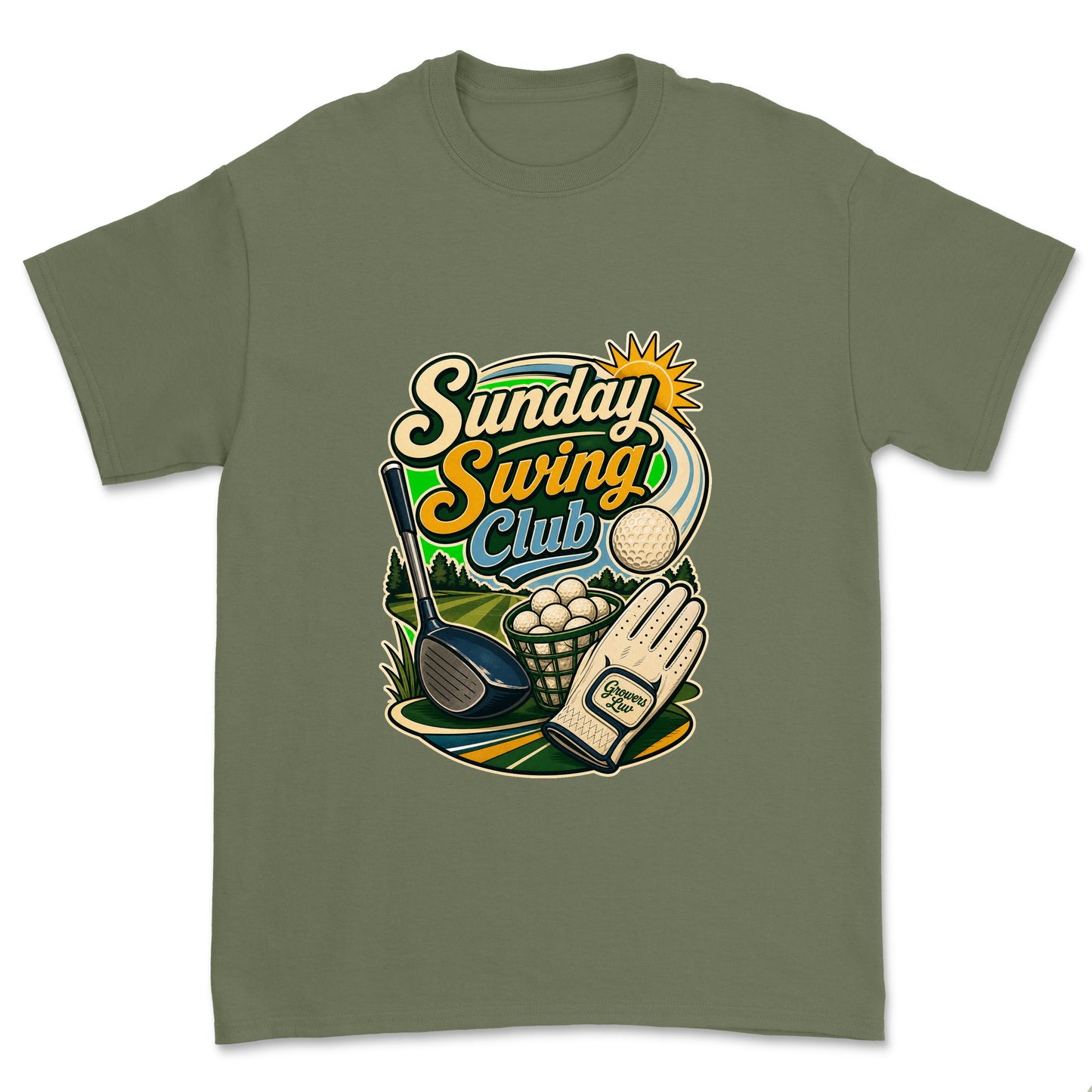 Sunday Swing Club Men's Gildan Graphic Tee in Military Green