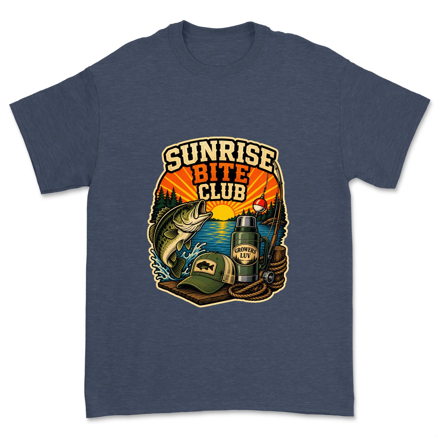 Sunrise Bite Club Men's Gildan Graphic Tee in Heather Navy