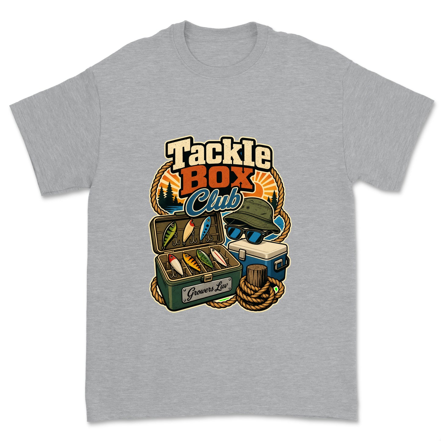 Tackle Box Club Men's Gildan Graphic Tee in Sport Grey Heather