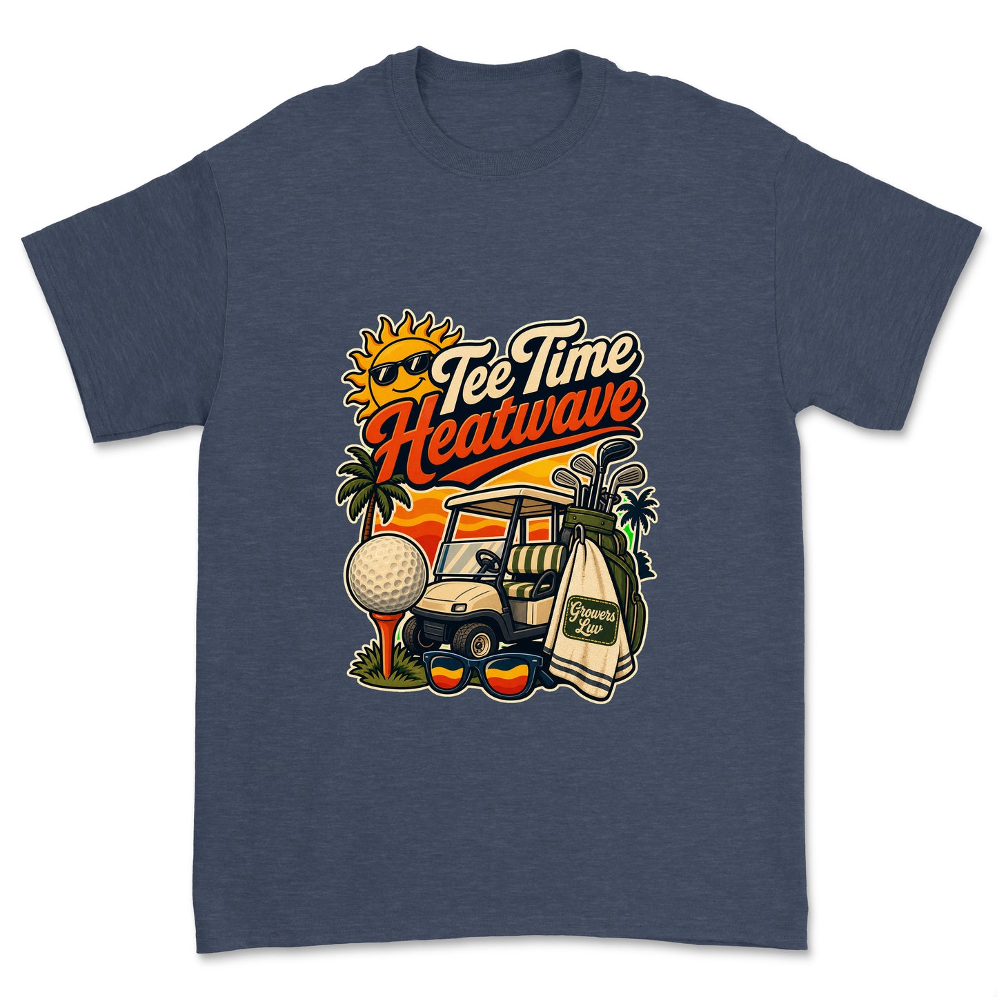 Tee Time Heatwave Men's Gildan Graphic Tee in Heather Navy