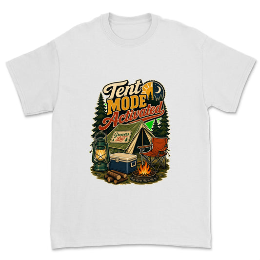 Tent Mode Activated Men's Gildan Graphic Tee in White