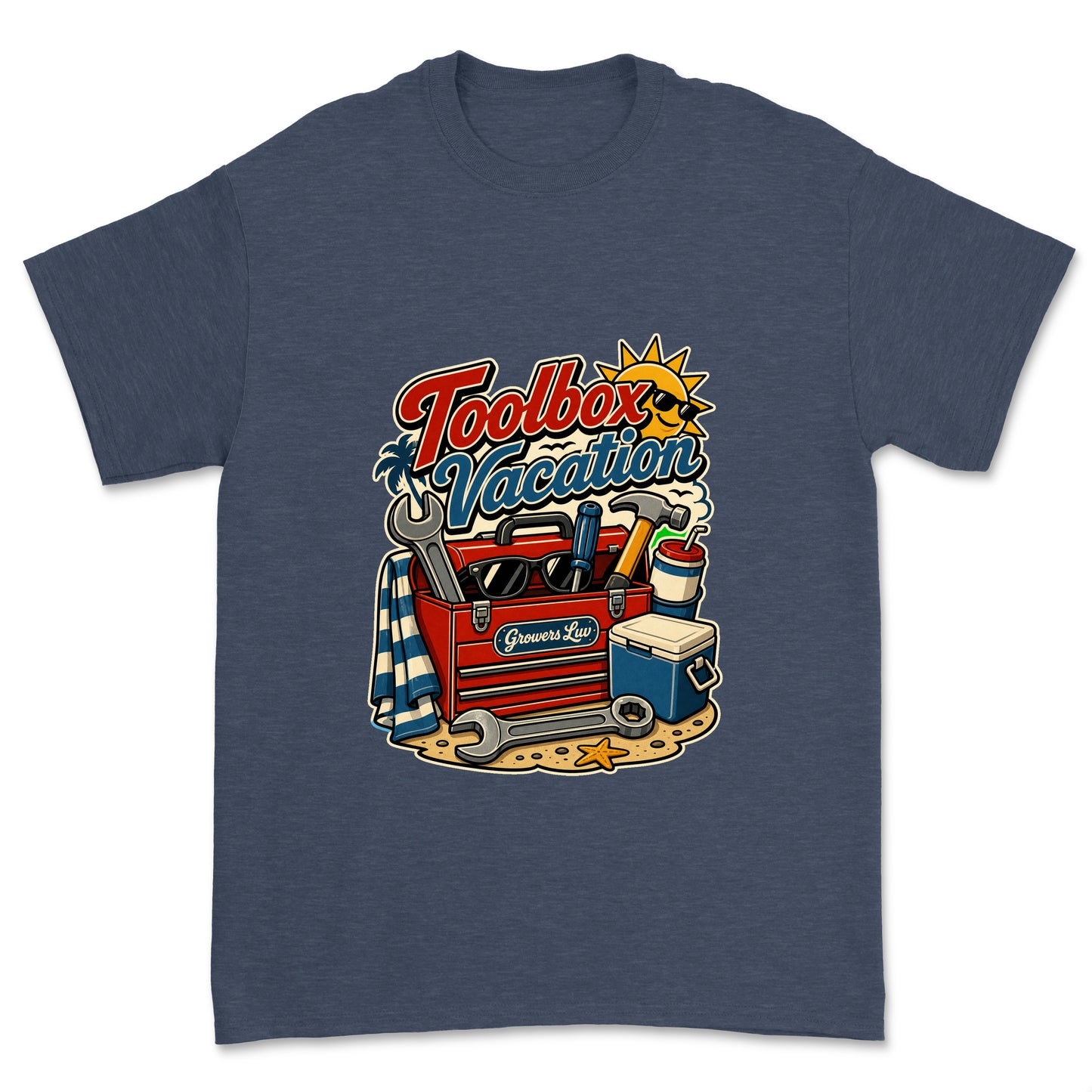 Toolbox Vacation Men's Gildan Graphic Tee in Heather Navy