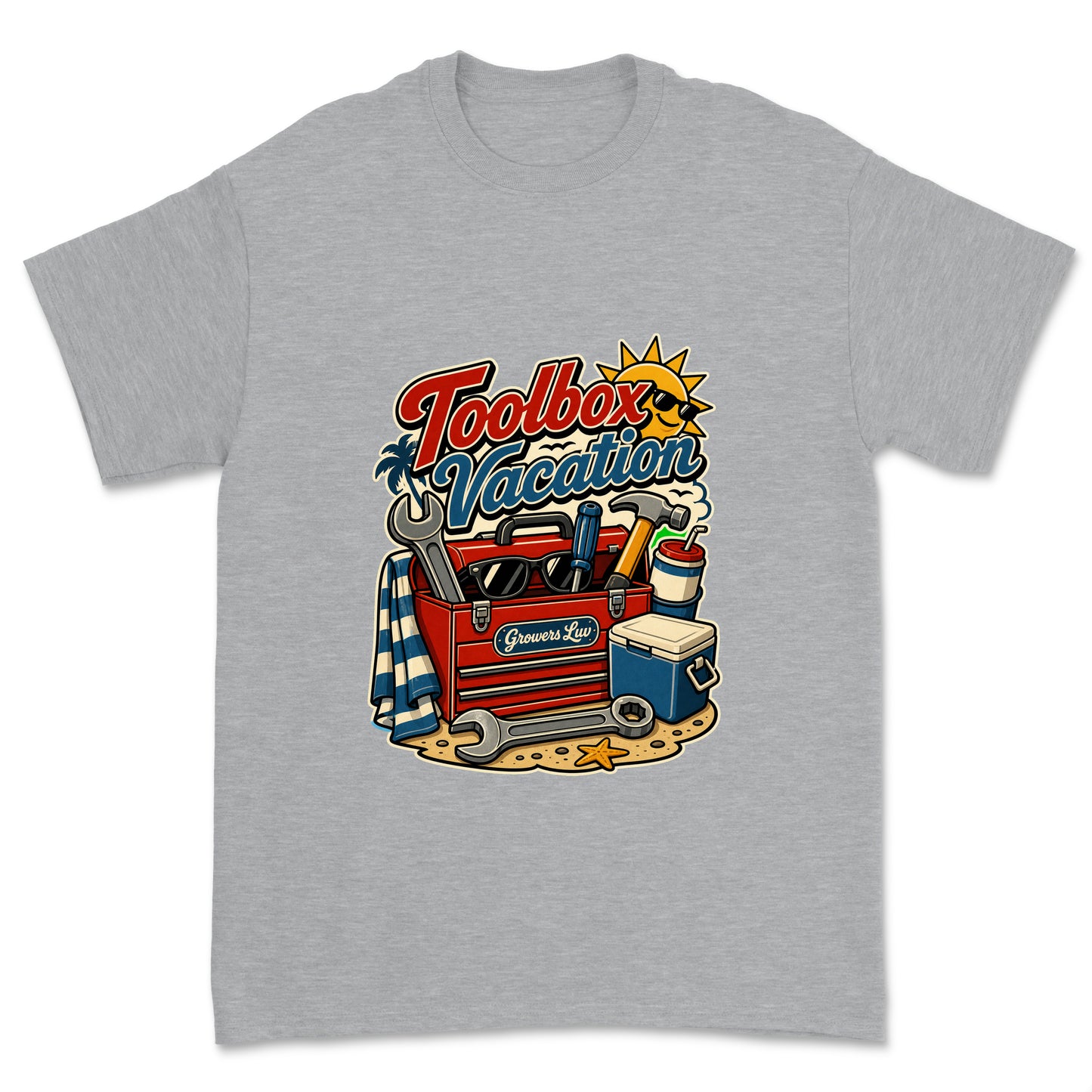 Toolbox Vacation Men's Gildan Graphic Tee in Sport Grey Heather