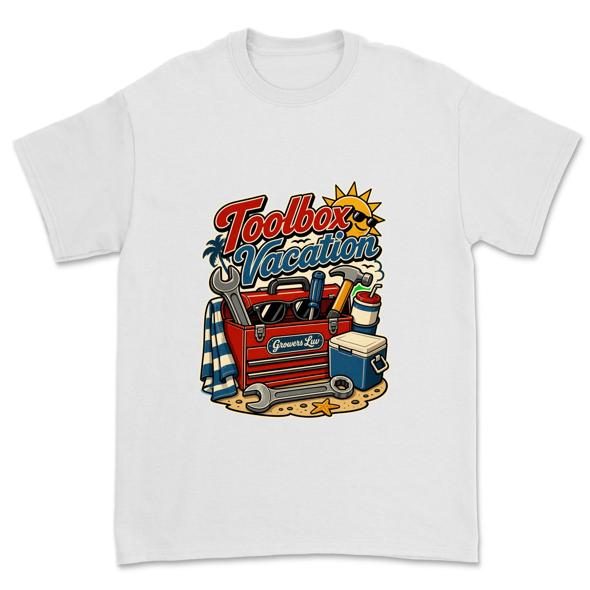 Toolbox Vacation Men's Gildan Graphic Tee in White