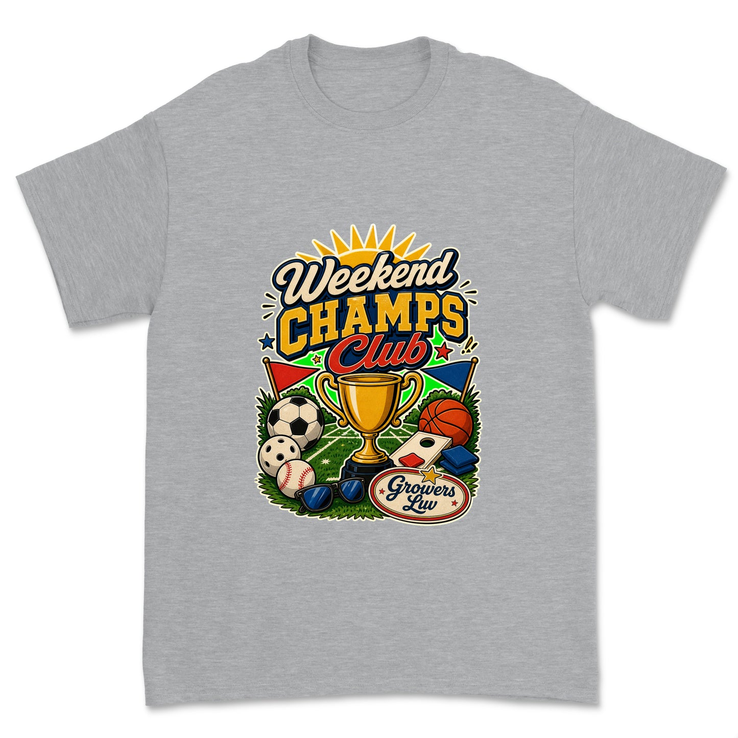 Weekend Champs Club Men's Gildan Graphic Tee in Sport Grey Heather