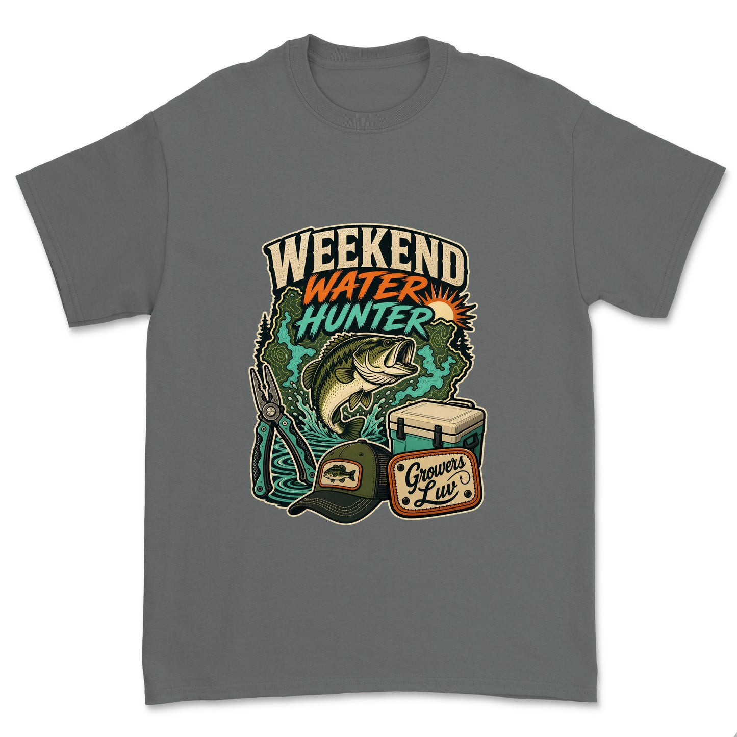 Weekend Water Hunter Men's Gildan Graphic Tee in Charcoal