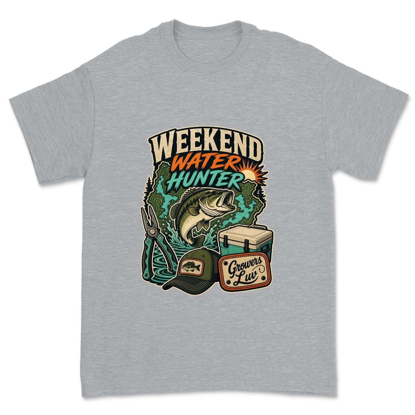 Weekend Water Hunter Men's Gildan Graphic Tee in Sport Grey Heather