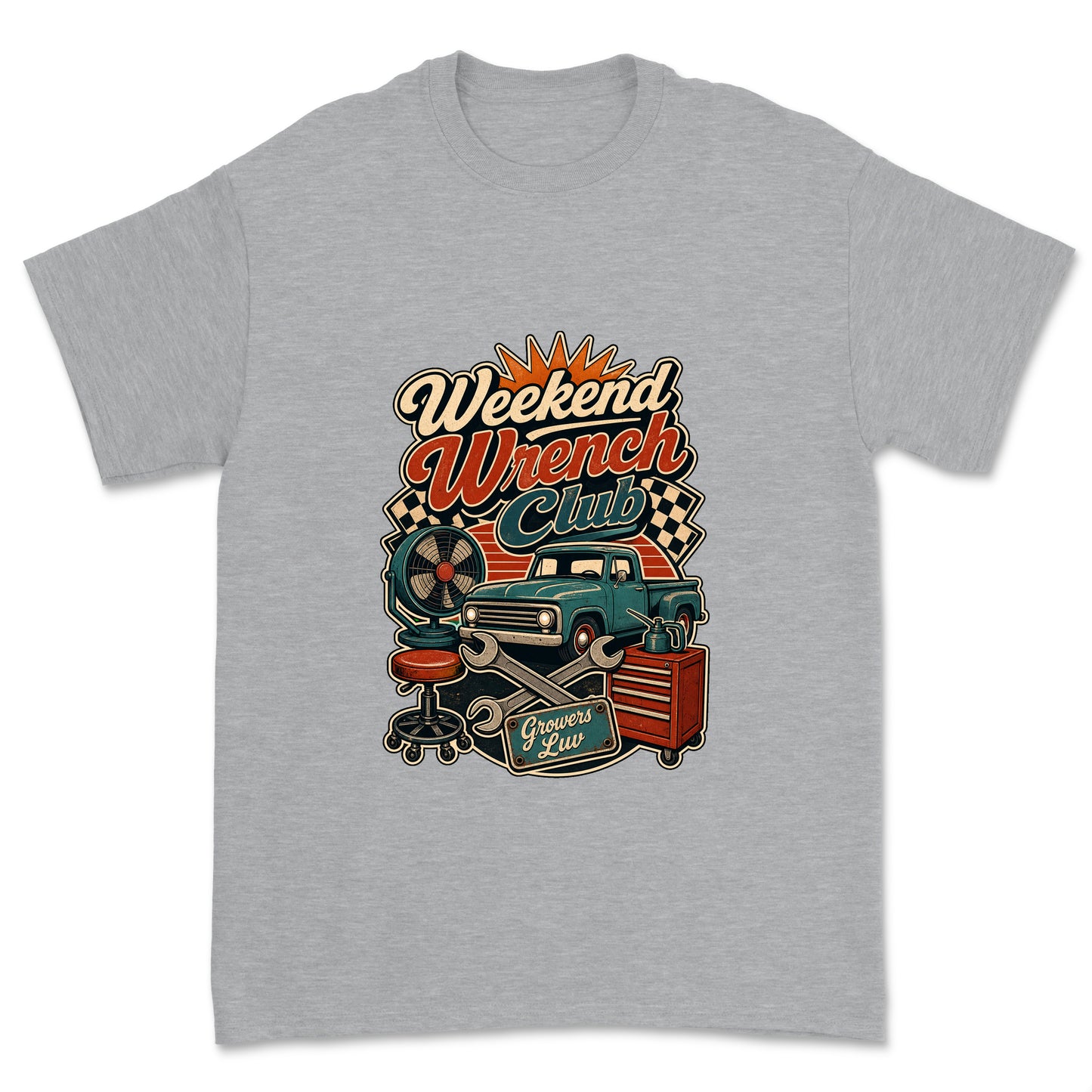 Weekend Wrench Club Men's Gildan Graphic Tee in Sport Grey Heather