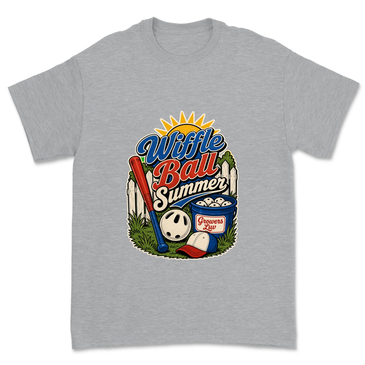 Wiffle Ball Summer Men's Gildan Graphic Tee in Sport Grey Heather